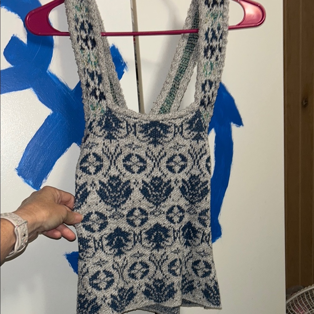 Pilcro Navy and Gray Knit Tank Top size 8